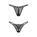 Stringi L/XL OBSESSIVE, 2-pak, koronkowe i z printem, elastyczne materiały