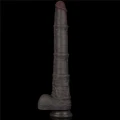 Dildo XXL Dual-layerowy z silikonem platynowym 16'' - elastyczny, realistyczny, przyssawkowy