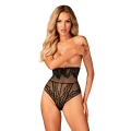 Majtki Arienna OBSESSIVE, czarne, wysoki stan, koronka, elastyczny poliamid, XS/S