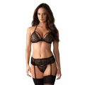 Bielizna koronkowa OBSESSIVE 3-częściowy zestaw, regulowane ramiączka, S/M
