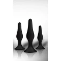 Wtyczka analna BLACK 3-pack POWER ESCORTS BR12 - trójrozmiarowa, elastyczna, z przyssawką