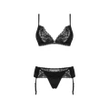 Zestaw bielizny OBSESSIVE Maderris XL/2XL, koronkowy, z regulowanymi ramiączkami, czarny