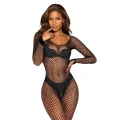 Bodystocking SOFTLINE COLLECTION, duża siateczka, długie rękawy, rozmiar O/S