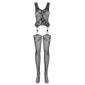 Bodystocking OBSESSIVE, XL/XXL, Elastyczna Siateczka, Kwiatowy Motyw, 90% Nylon