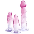 Dildo analny Crystal Clear, 3-szt. zestaw, PVC, różne rozmiary, przyssawka