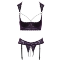 Biustonosz Longline COTTELLI LINGERIE, koronkowy, purpurowy, z czarnymi detalami