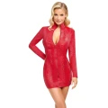Sukienka COTTELLI PARTY - Krótka, Obcisła, Czerwona Skóra Węża, Długie Rękawy