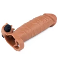 Rękaw przedłużający penisa Vibrating Pleasure X, 2 cale długości, materiał TPE, brązowy