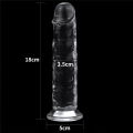 Dildo LOVETOY, przezroczysty, TPE, 7 cali, realistyczny kształt, przyssawka