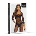 Bodystocking SOFTLINE COLLECTION - Czarny, Romby, Długi Rękaw, One Size