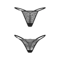 Stringi L/XL OBSESSIVE, 2-pak, koronkowe i z printem, elastyczne materiały