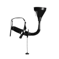 Uprząż na głowę z lejkiem - Regulowana, Skórzana, Metalowe klamry - Czarna
