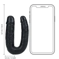 Dildo podwójne U kształt RealRock 12,7 cm, realistyczne żyłki, PVC, czarne