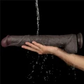 Dildo XXL Dual-Layerowy z Silikonu Platynowego, Giętki, 37.5 cm, Przyssawka