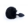 Plug silikonowy Bunny Tail - czarny, 6,5 cm długości, 2,7 cm średnicy