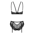 Bielizna kobieca Allastia, 2-częściowa, czarna, regulowane ramiączka, siateczka