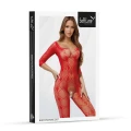 Bodystocking SOFTLINE COLLECTION - Geometryczny, Czerwony, One Size, Zmysłowy