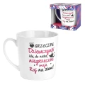 Kubek porcelanowy 480ml CRAZY GIRL - Grzeczne dziewczynki idą do nieba, eleganckie opakowanie