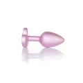 Korek analny ze stali nierdzewnej, Pearl Pink Heart, gładki, 7 cm długości, diament