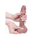 Wibrator dildo Fantasy Toys – silikon, ruchoma skórka, realistyczne jądra 22 cm