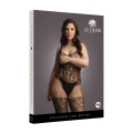 Bodystocking LE DESIRE, Plus Size XL-4XL, Koronka i Siateczka, Elastyczny Nylon