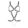 Body bondage z paskami BK - 70% poliester, 30% elastan, z odpinanymi łańcuchami