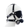 Uprząż do twarzy z maską na oczy i kneblem, Ekoskóra, Total Head Harness Restraint