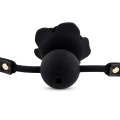 Ball Gag Black Rose – silikonowa kulka 4,2 cm, pasek regulowany 65 cm, złote detale