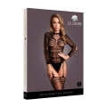 Bodystocking - One Size - Długie rękawy, Krótki golf, Czarny, 92% Nylon