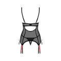 Gorset i stringi Glandez OBSESSIVE, przezroczysty materiał, regulowane ramiączka, fiszbiny