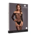 Bodystocking Off the Shoulder - LE DESIRE, Czarny/Złoty, Uniwersalny Rozmiar, Zintegrowane Rajstopy