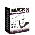 Pierścień erekcyjny z wtyczką analną Black Velvets, silikon 1,1-3,5 cm, 10 cm długości