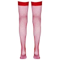 Pończochy samonośne COTTELLI LINGERIE, ognista czerwień, siatka rybacka, 100% poliamid