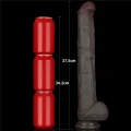 Dildo XXL Dual-Layerowy z Silikonu Platynowego, Giętki, 37.5 cm, Przyssawka
