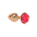 Korek analny PLUG ROSE — stal nierdzewna, różowa róża, 2,7 cm średnicy