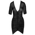 Sukienka mini marki X, półprzezroczysta czerń, marszczenia, elegancki krój