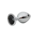 Butt Plug Srebrny z Czarnym Diamentem, 7 cm, Bezniklowy, Elegancki Design