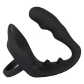 Pierścień na penisa z wtyczką analną Black Velvets, silikon, 4,3 cm średnicy