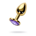 Plug analny TOYFA, metalowy, złoty z purpurowym kryształem, 7 cm, Ø 2,7 cm
