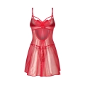 Komplet babydoll OBSESSIVE, transparentny, fiszbiny, stringi, rozmiar 2XL/3XL
