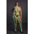 Bodystocking UV Neon z Halternkiem, Rozmiar XL/XXXXL, Elastyczny Nylon