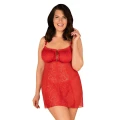 Koszulka erotyczna OBSESSIVE Blossmina 6XL/7XL, gorsetowe wiązanie, koronka, regulowane ramiączka