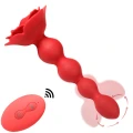Koraliki analne Rose - Silikonowy, 10 trybów wibracji, funkcja obrotowa