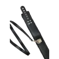 Obroża BDSM Circus - regulowana, czarna, PVC, z metalową smyczą 115 cm