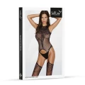 Bodystocking SOFTLINE COLLECTION - Czarny, Koronkowy, Elastyczny z Wycięciami