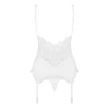 Gorset koronkowy OBSESSIVE, S/M, regulowane ramiączka, stringi, biały