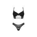 Biustonosz i stringi Roxelia | OBSESSIVE | XS/S | czarny, regulowane ramiączka, fiszbiny
