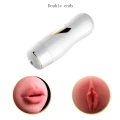 Masturbator podwójny CyberSkin® - 7 funkcji wibracji, z przyssawką, dłuższy 24,8 cm