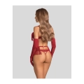 Komplet bielizny OBSESSIVE — otwarty biustonosz, crotchless, pas w talii (czerwony)