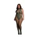 Bodystocking LE DESIRE, koronkowy, elastyczny, halter, rozmiar XL–4XL